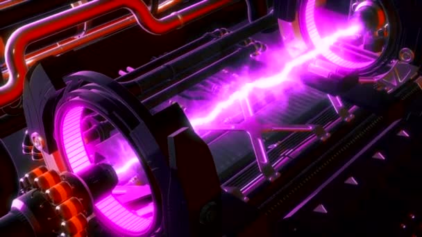 一股很大的电流 动感动画中的紫色装置 在其上有一阵明亮的电流 高质量的4K镜头 — 图库视频影像
