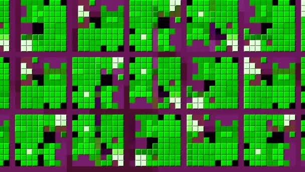 Vitral Brilhante Feito Pequenos Quadrados Movimento Pixels Multicoloridos Padrões Desenho — Vídeo de Stock