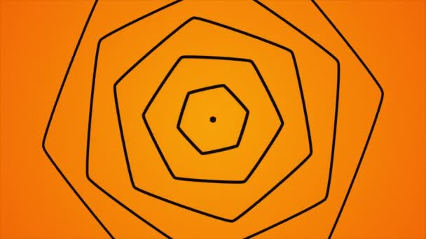 Черный Оранжевый Фон Оранжевые Фиолетовые Круги Мультфильме Вращаются Движутся Быстро — стоковое видео