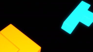 3 boyutlu küpler bulmacada bir araya getirilir. Tasarım. Hareket eden geometrik şekilli üç boyutlu animasyon. Tetris ile canlandırılmış arkaplan. 