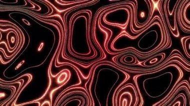 Çizgileri olan psikedelik sıvı desen. Tasarım. Güzel çizgiler oval düzende hareket eder. Sıvı çizgileri siyah arkaplanda hareket eder. 