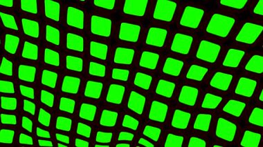 Arkaplanda hareket eden dalgalar var. Tasarım. Parlak arkaplan, hareket eden kareler tuvali. Siyah arkaplan üzerindeki kareler dalgalar halinde hareket eder. 