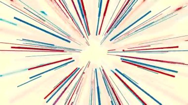 Beyaz arka plan. Hareket. Animasyon halinde daireler çizerek dönen uzun ince renkli çizgiler. Yüksek kalite 4k görüntü