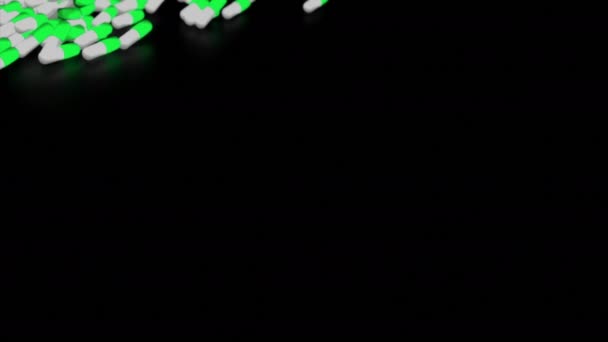 Fond Noir Avec Beaucoup Pilules Design Animation Lumineuse Sur Laquelle — Video