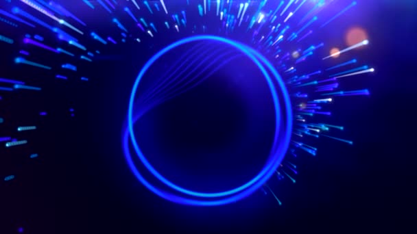 Вибрирующий Круг Потоком Линий Движение Музыкальная Энергетическая Анимация Кольцом Линиями — стоковое видео