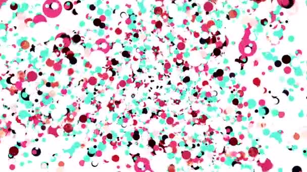 Абстрактный Узор Цветными Точками Белом Фоне Движение Фейерверк Красочный Фон — стоковое видео