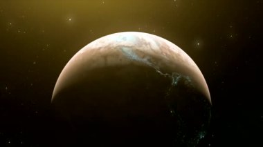 Günler içinde Dünya 'nın dönüşü. Hareket. Dünya gezegeni gece gündüz değişip duruyor. Dünya 'nın uzayda 3D gün modeli değişiyor.. 