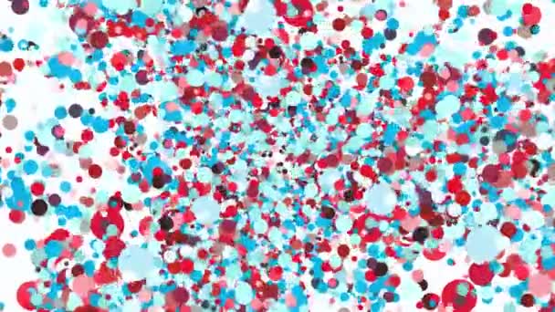 Bílé Pozadí Pohybu Malé Červené Modré Kruhy Objevují Animaci Vyplňují — Stock video