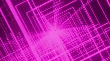 Mavi ve pembe arka plan. Tasarım. Beyaz ışık parçalarından oluşan parlak bir soyutlama dönen ve daha derine inen bir tünel oluşturuyor. Yüksek kalite 4k görüntü