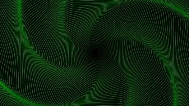 Espiral Colorida Moviéndose Lentamente Acción Hélice Verde Con Líneas Ondulantes — Vídeo de stock
