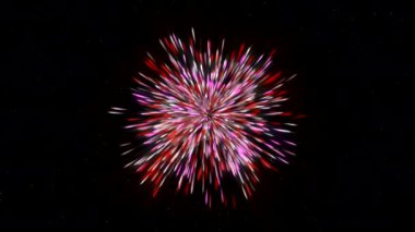 Renkli 3D parçacıkların festival tarzında patlaması. Hareket. Partiküllü renkli toplar neşeli bir patlamada hareket eder. Hareket eden parçacık akışı ve üç boyutlu toplarla renkli patlama.