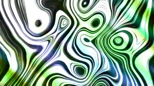 白色和黑色的图案 运动大的液体圈 组成动画中的斑点 用绿色背光在不同的方向模糊 高质量的4K镜头 — 图库视频影像
