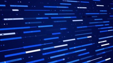 Soyut renkli çizgiler yatay olarak hareket eder. Hareket. Renkli çizgiler şematik trenler gibi hareket eder. Noktalı yatay çizgili animasyon. Bilgi trafiği. 