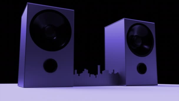 Abstrakte Lautsprecher Die Auf Schwarzem Hintergrund Isoliert Musik Abspielen Design — Stockvideo