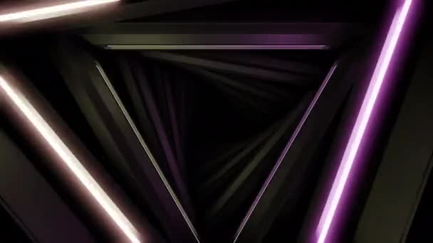 Triangular Tunnel Flashing Lines Design Rotating Tunnel Triangles Glowing Lines — Stock Video