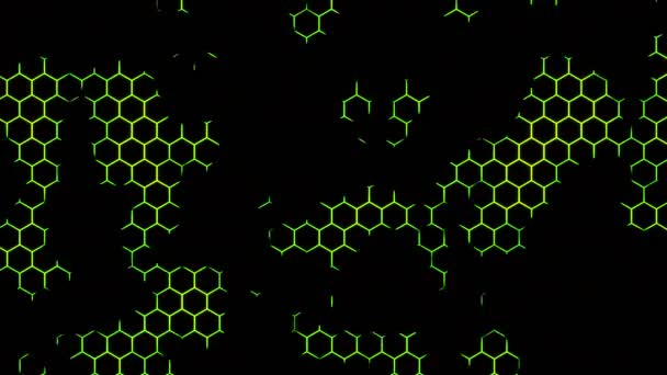 Nowoczesne Geometryczne Tło Sześciokątnych Kształtach Projektowanie Zielona Czarna Animacja Siatki — Wideo stockowe