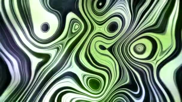 白色和黑色的图案 运动大的液体圈 组成动画中的斑点 用绿色背光在不同的方向模糊 高质量的4K镜头 — 图库视频影像