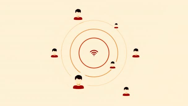 Absztrakt Wifi Ikon Terjesztése Jel Ikonok Emberek Indítvány Internet Kommunikáció — Stock videók