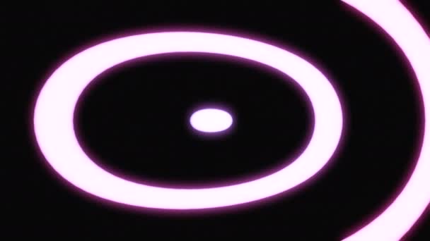 Absztrakt Átalakítása Neon Rózsaszín Gyűrűk Elszigetelt Fekete Alapon Tervezés Végtelenül — Stock videók