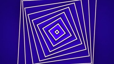 Hipnotik ayna kareler sarmalı. Hareket. Kare çizgilerin geometrik spirali. Ayna efekti ve kare çizgilerle basit spiral. 