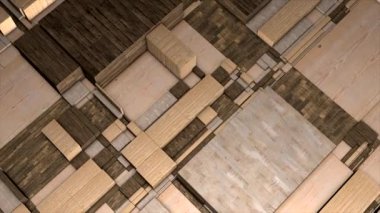 Yeşil ve kahverengi arka plan. Hareket, alışveriş merkezleri dikdörtgenleri ve kareler farklı yönlere yükselen ve düşen animasyondaki mozaikleri oluşturur. Yüksek kalite 4k görüntü