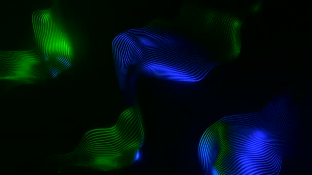 緑と青の背景 デザイン アニメーションのさまざまな方向にパターンを形成し 揺れる明るい波線 高品質の4K映像 — ストック動画