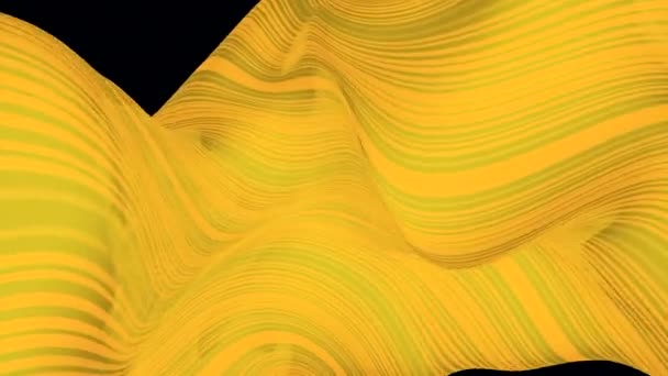 黒い背景の風で抽象的なカラフルな生地のフラッター デザイン 風に揺れている布の薄い部分 — ストック動画