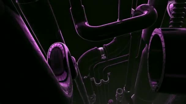 Абстрактний Темний Індустріальний Фон Рух Літаючий Всередині Механізму Металевими Деталями — стокове відео