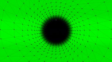 Yeşil ve turuncu arka plan. Hareket. Soyutlamada ilerleyen bir tünelde beyaz ve siyah bir ızgara. Yüksek kalite 4k görüntü
