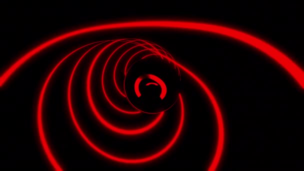 Černé Pozadí Design Světlý Laserový Tunel Červenými Čárami Abstrakci Která — Stock video