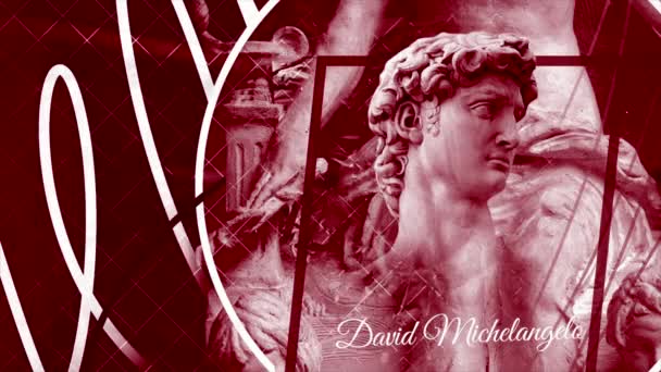 Mavi Kırmızı Arka Plan Hareket Antik Sanat Michelangelos David Animasyon — Stok video