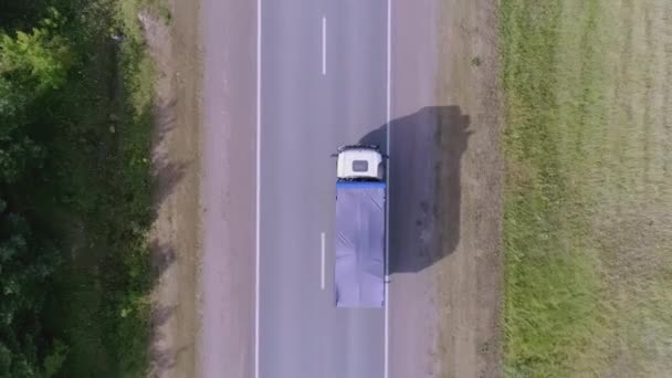 Vista Aerea Dall Alto Camion Che Muove Strada Scena Concetto — Video Stock
