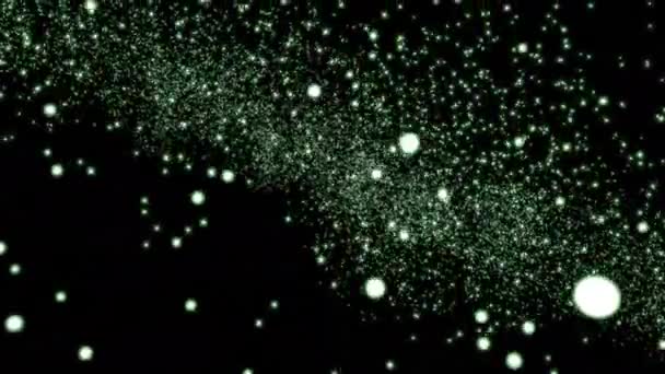 Fundal Negru Design Stele Verzi Strălucitoare Particule Mici Care Zboară — Videoclip de stoc