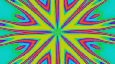 Yıldız şeklindeki bir yıldızın kaleydoskop dinamik yaratıcı arka planı. Tasarım. Değişen çok renkli şekillerin psikedelik deseni