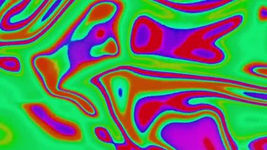 Yeşil neon boya. Tasarım. Animasyonda kendi etrafında dönen parlak benzin desenleri. Yüksek kalite 4k görüntü