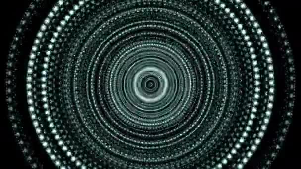 ネオンリングは音楽に脈動する デザイン カラフルな輝く円が音楽ビートに脈動する カラフルなネオンリングで作られたスタイリッシュなイコライザー — ストック動画