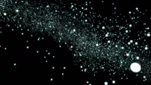 宇宙の円形の小さな粒子は 穏やかな方法の背景にあります デザイン 星の間の飛行スペースダスト — ストック動画