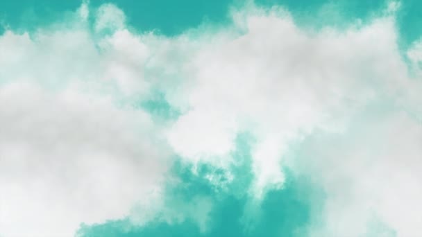 Turkuaz Arka Plan Hareket Canlandırmada Beyaz Ağır Bulutlar Farklı Yönlere — Stok video
