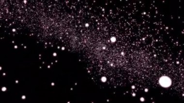 Samanyolu arka planında kozmik yuvarlak küçük parçacıklar. Tasarım. Yıldızların arasında uçan uzay tozu