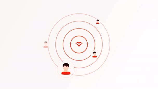 Bílé Pozadí Koncept Distribuce Internetu Červenou Modrou Ikonou Připojení Uživatelů — Stock video