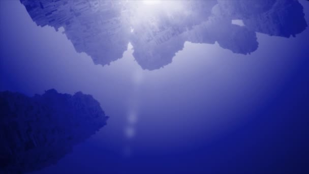 Розовый Синий Фон Движение Большая Глубина Уходящей Воды Огромные Камни — стоковое видео