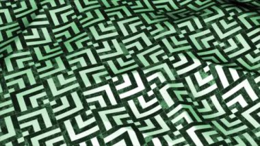 Karışık kare siluet desenli hareketli beyaz kumaş. Hareket. Yavaş çekimde dalgalı ipek dokusu 