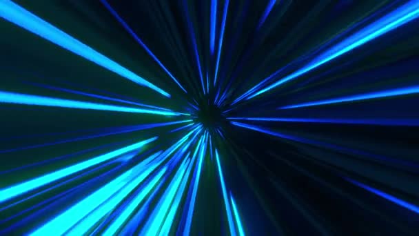 Abstract Explosive Cyberspace Animation Background Motion Blue Spinning Rays Looking — Stock Video