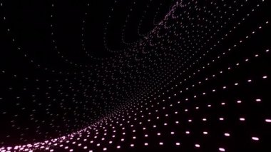 Siyah arka plan. Belirleme. Soyutlamada küçük beyaz ve mor bir yansıma farklı yönlerde tutarsız hareket eder. Yüksek kalite 4k görüntü