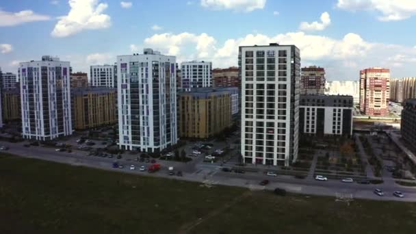 High Rise Buildings View Helicopter Stock Footage Huge Multi Colored — Stock Video