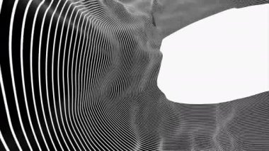 Karanlık bir arka planda eşmerkezli halkaları olan dönen sıvı girdap. Tasarım. Dalgalı dokularla çevrili neon ışığı sütunu