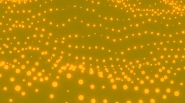 Teknoloji parçacıklarının veri alanı evreni. Tasarım. Küçücük parlak noktaların dalgaları yukarı aşağı hareket ediyor.