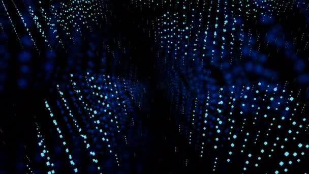 技术粒子的数据场宇宙 上上下下移动的微小的发光点的波涛 — 图库视频影像