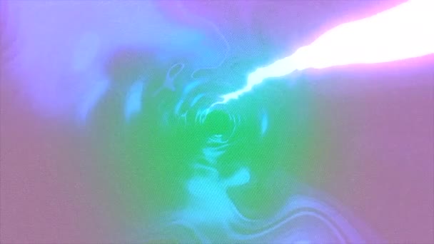 Абстрактный Полет Внутри Сказочного Тоннеля Неоновых Розовых Зеленых Тонах Движение — стоковое видео