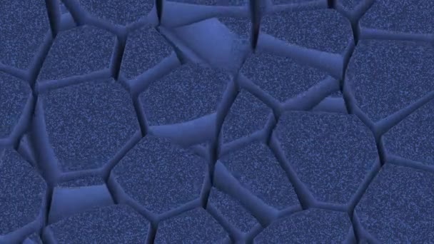 运动中的蓝色干土的抽象可视化 土壤裂缝 改变3D地形 — 图库视频影像
